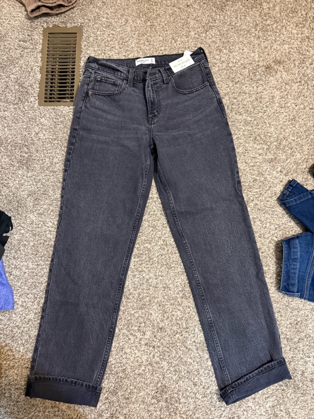 Abercrombie & Fitch Washed Black Straight Leg Jeans - Women